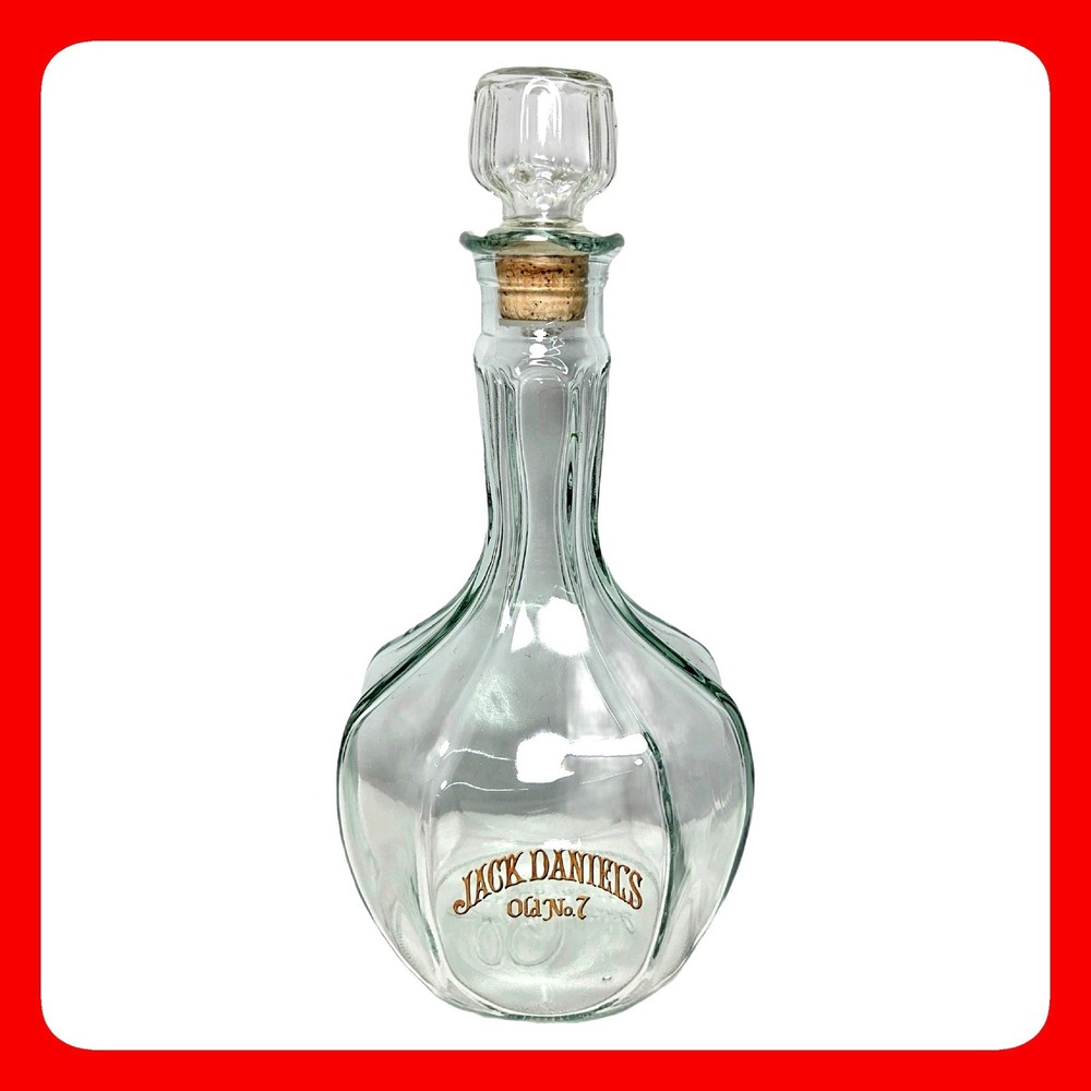 Jack Daniels Whiskey Decanter Vintage Barware Ribbed Glass Stopper 11.5in EUC